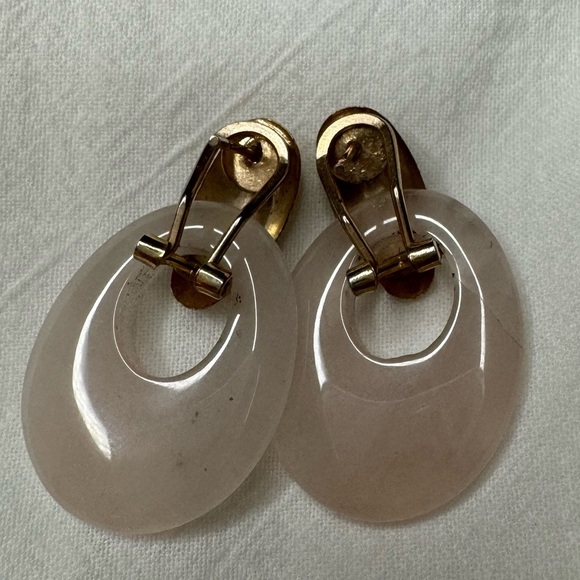 Vintage rose quartz earrings in excellent condition approximately 1 inch stone - Picture 5 of 8